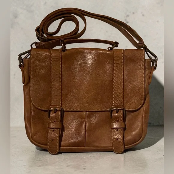 Roots Genuine Leather Satchel Crossbody Bag Brown | Vintage Style. - Picture 5 of 10